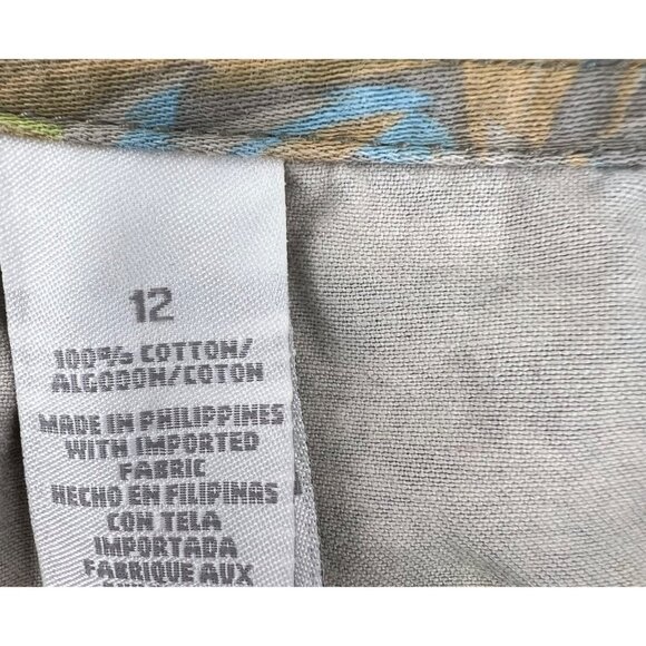 Liz Claiborne Womens Tropical Print Pants Size 12 Cotton Zip Hem & Pockets - Picture 5 of 9